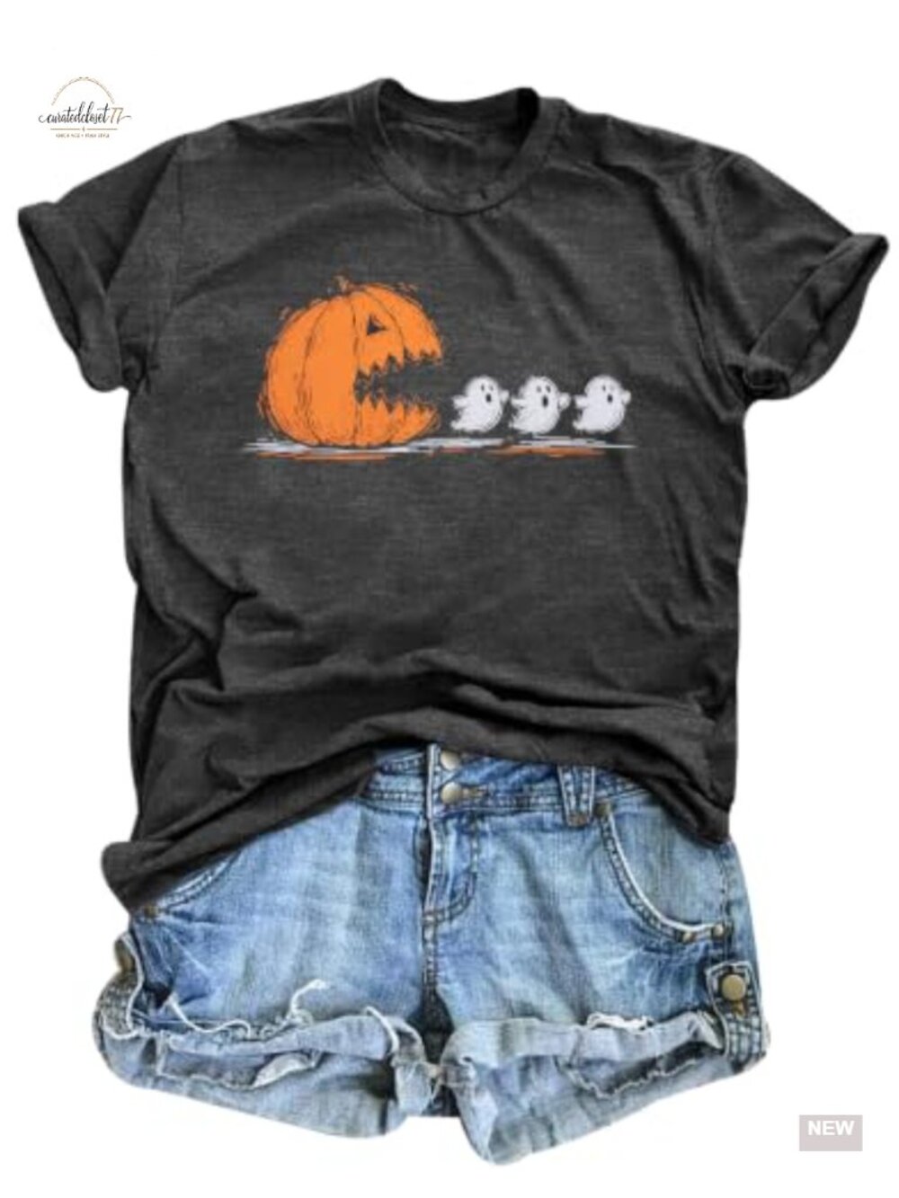Halloween Witch Tee Oversized Cotton Blend Crew Neck Short Sleeve T-Shirt